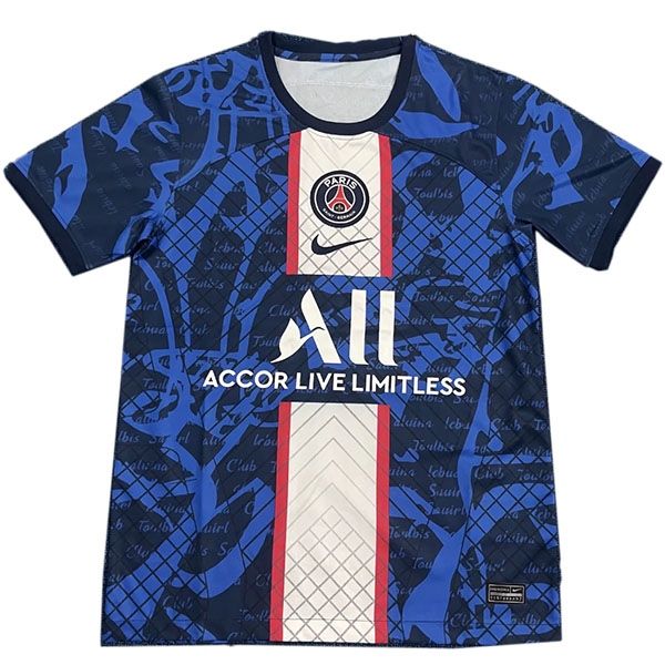 Paris saint-germain pre-match training soccer jersey men's blue sportswear football top shirt 2022-2023